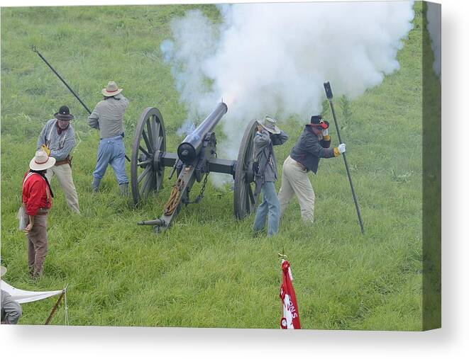 History Canvas Print featuring the photograph Belching Flame by Harold Piskiel