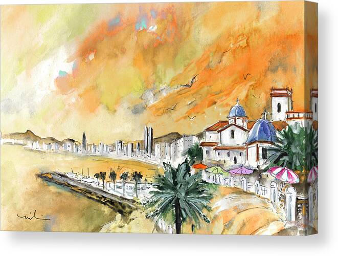 Travel Canvas Print featuring the painting Benidorm Old Town by Miki De Goodaboom