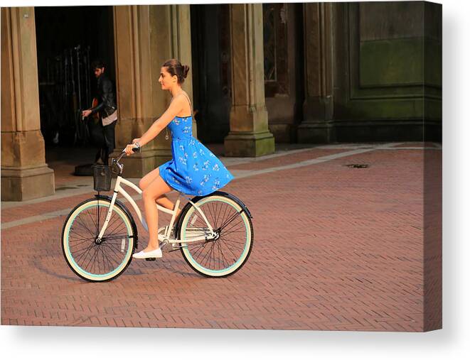 Bike Canvas Print featuring the photograph Bicycle Girl 1 by Andrew Fare