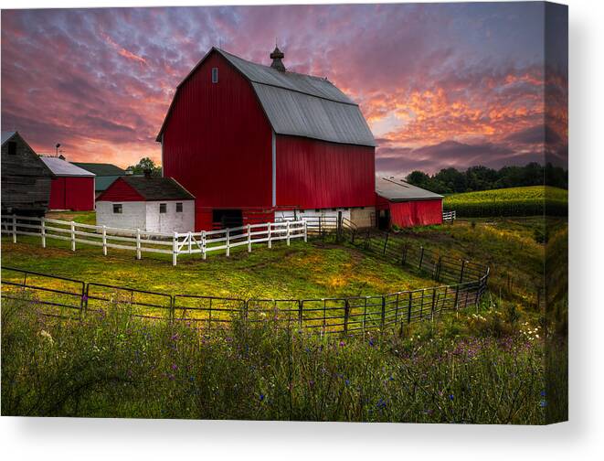 Appalachia Canvas Print featuring the photograph Big Red at Sunset by Debra and Dave Vanderlaan
