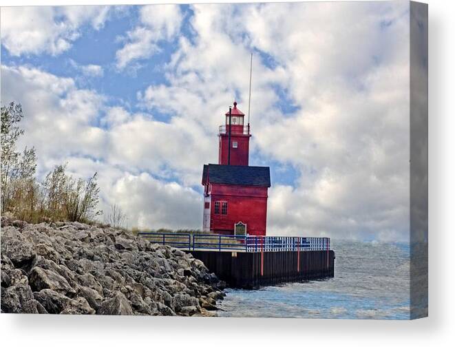 Big Red Lighthouse Canvas Print featuring the photograph Big Red by Cheryl Cencich