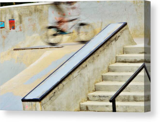 Bmx Bike Canvas Print featuring the photograph Biking the Skateboard Park by Kae Cheatham