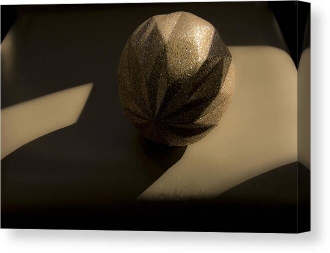 Gold & Black Ball Canvas Print featuring the photograph Study of Shadows and Natural Light. by Renee Anderson