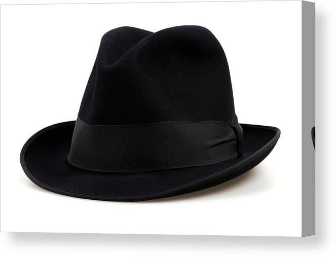 Fedora Canvas Print featuring the photograph Black Fedora Hat, Isolated on White by Aristotoo
