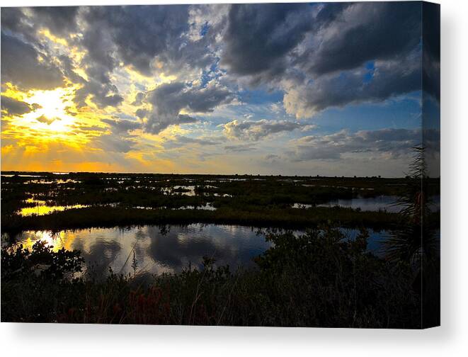 Sunset Canvas Print featuring the photograph Black Point Sunset by AnnaJo Vahle