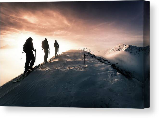 Skitouring Canvas Print featuring the photograph Blessed Moments by Sandi Bertoncelj