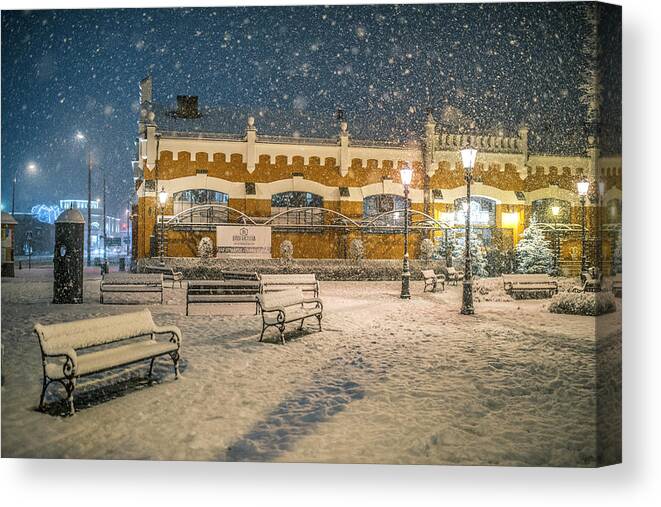 Winter Canvas Print featuring the photograph Blizzard by Jaroslaw Grudzinski