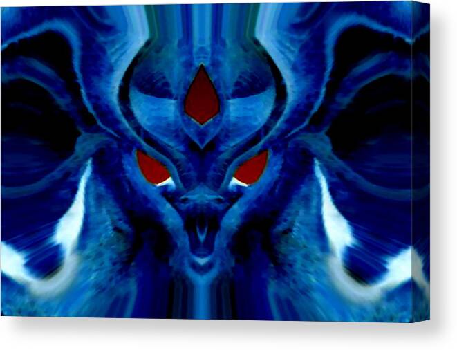 Abstract Canvas Print featuring the digital art Blue Fox by Mary Russell