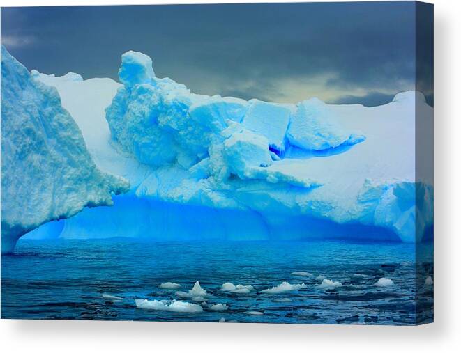 Iceberg Canvas Print featuring the photograph Blue Icebergs by Amanda Stadther