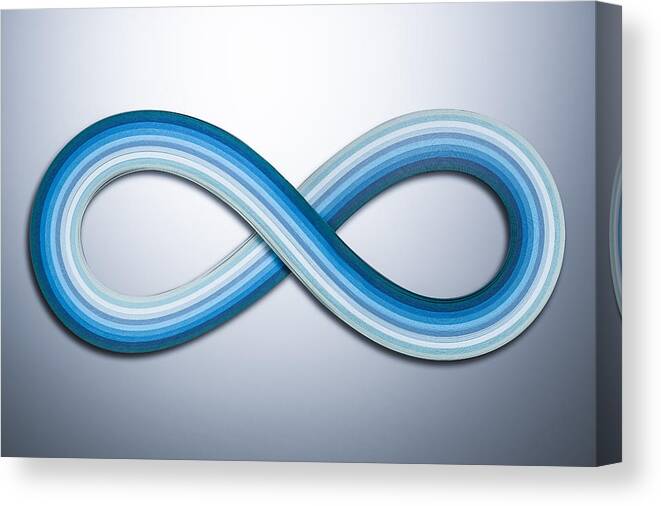 Shadow Canvas Print featuring the photograph Blue Infinity Symbol Paper Tape Stripes by MirageC