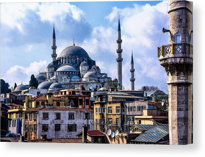 Istanbul Canvas Print featuring the photograph Blue Mosque in Istanbul by Marion McCristall