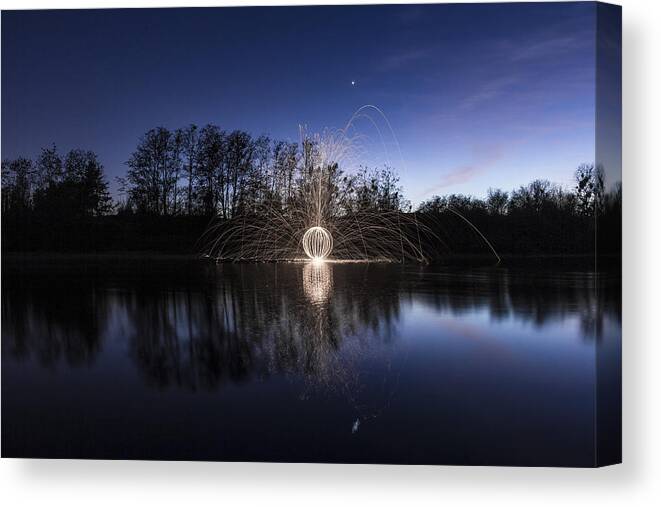 Steel Wool Canvas Print featuring the photograph Blue Orb Reflection by Lee Harland