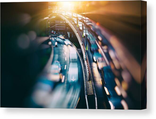 Curve Canvas Print featuring the photograph Blurred Traffic In Central District by Chinaface