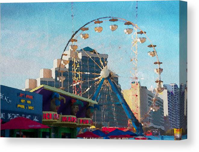 Daytona Beach Canvas Print featuring the photograph Boardwalk Ferris by Alice Gipson