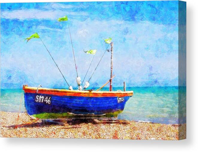 Boat Canvas Print featuring the painting Boat Ashore by Sandy MacGowan