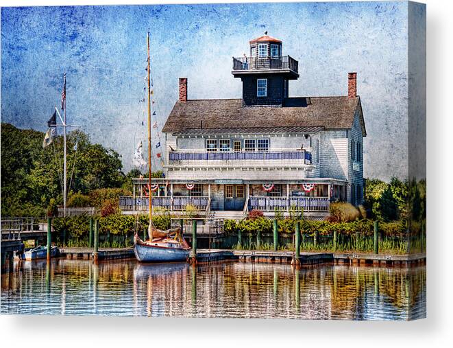Hdr Canvas Print featuring the photograph Boat - Tuckerton Seaport - Tuckerton Lighthouse by Mike Savad