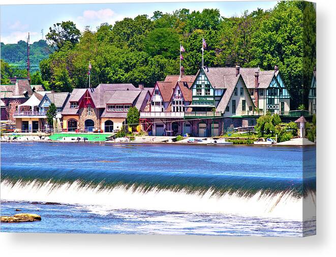 Boathouse Canvas Print featuring the photograph Boathouse Row - HDR by Lou Ford