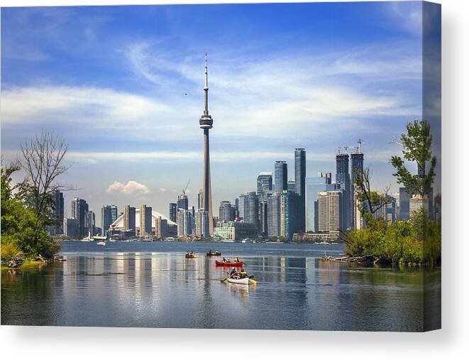 Lake Ontario Canvas Print featuring the photograph Boating in Lake Ontario, Toronto, Canada by Istvan Kadar Photography