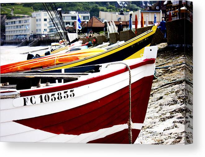 Boat Canvas Print featuring the photograph Boats on a French Beach by Katie Dillon