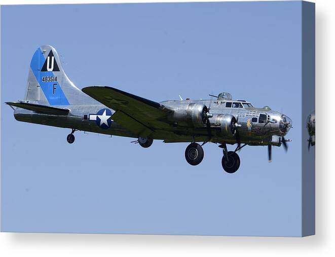 Airplane Canvas Print featuring the photograph Boeing B-17G Flying Fortress Sentimental Journey N9323Z Falcon Field April 28 2013 by Brian Lockett