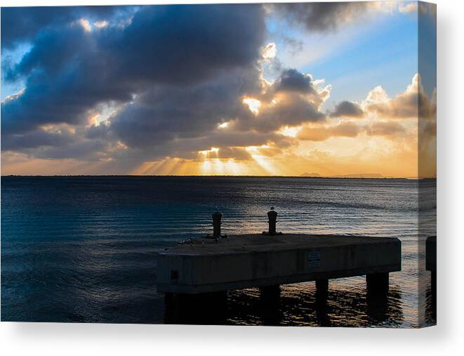 Ocean Canvas Print featuring the photograph Bonaire sunset by Haren Images- Kriss Haren