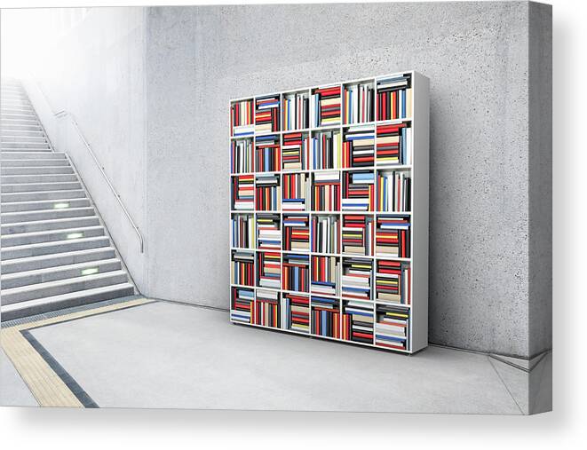 Steps Canvas Print featuring the photograph Book Shelf by Jorg Greuel