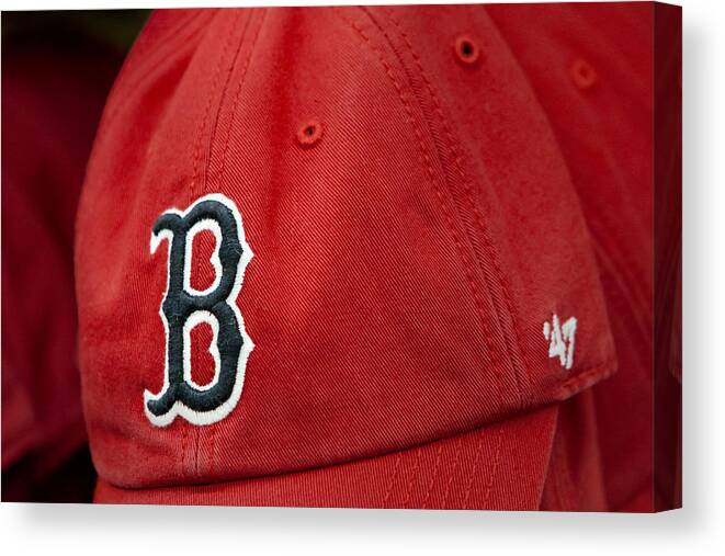 Baseball Canvas Print featuring the photograph Boston Red Sox Baseball Cap by Susan Candelario