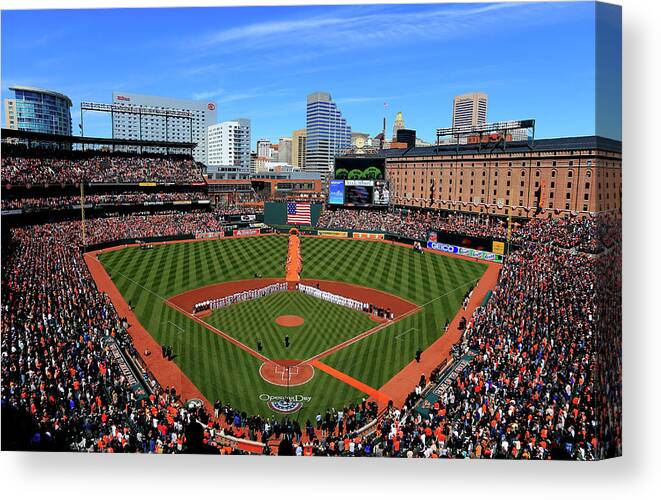 People Canvas Print featuring the photograph Boston Red Sox V Baltimore Orioles by Rob Carr