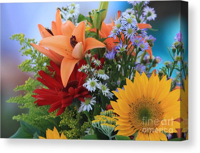 Yellow Canvas Print featuring the photograph Bouquet of flowers by Geraldine DeBoer
