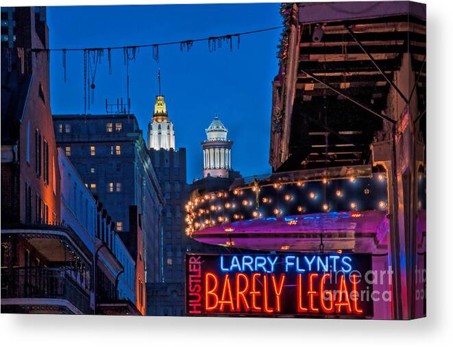 Spires Canvas Print featuring the photograph Bourbon Street and CBD Lights by Kathleen K Parker