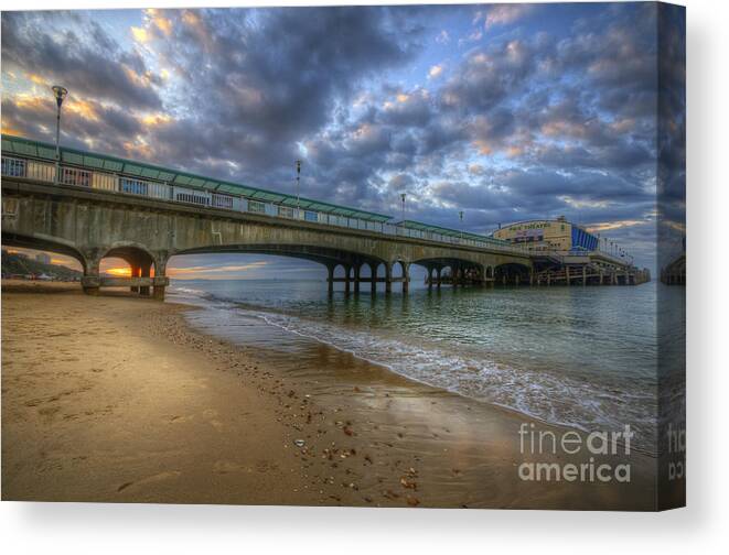 Hdr Canvas Print featuring the photograph Bournemouth Beach Sunrise 3.0 by Yhun Suarez