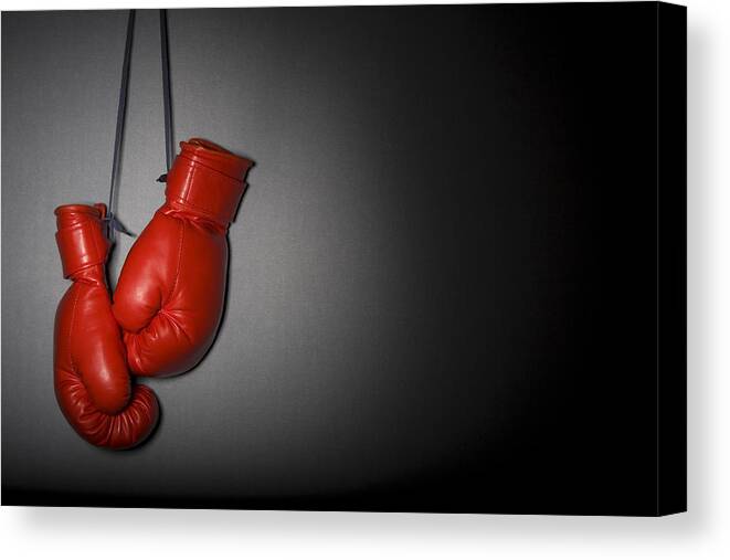 Shadow Canvas Print featuring the photograph Boxing gloves by TarpMagnus