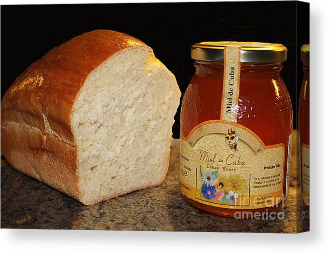 Bread Canvas Print featuring the photograph Bread and Honey For the Holiday by Nina Silver