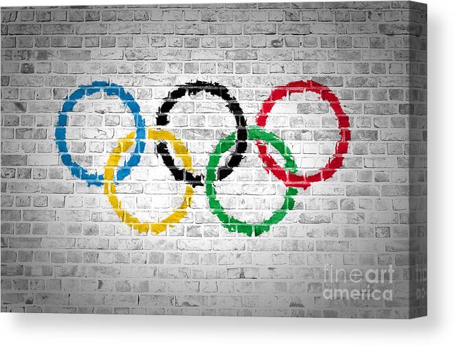 Olympic Movement Canvas Print featuring the digital art Brick Wall Olympic Movement by Antony McAulay