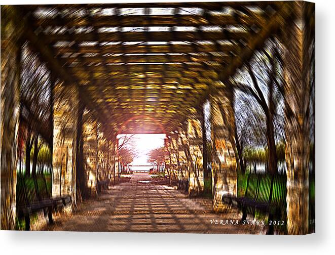 Bridge Canvas Print featuring the photograph Bridge to the Light from the series The Imprint of Man in Nature by Verana Stark