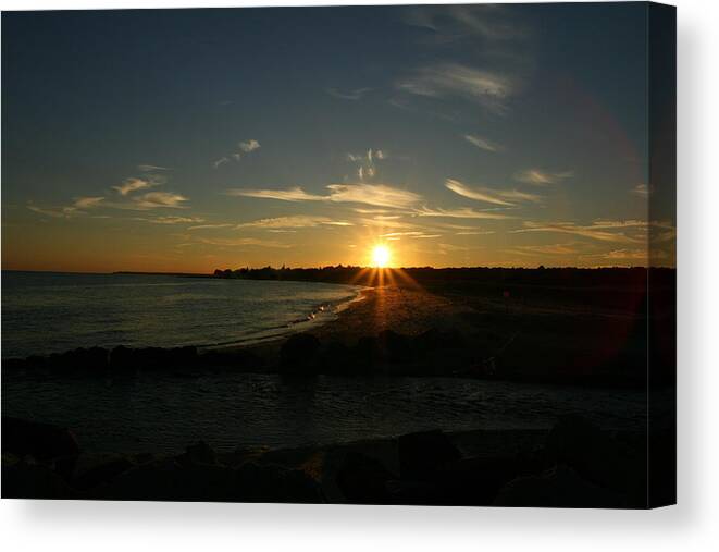 Beach Sunset Canvas Print featuring the photograph Bright Horizon by Neal Eslinger