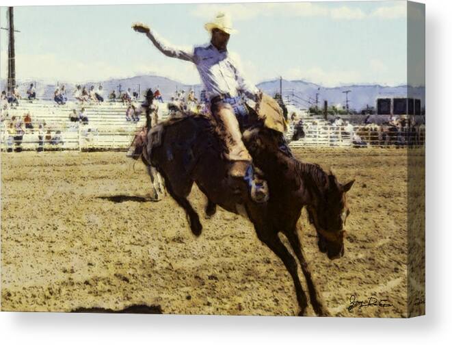 Abstract Canvas Print featuring the photograph Bronco Rider by Gary De Capua