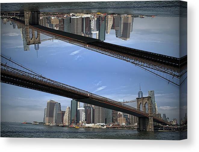 Brooklyn Bridge Canvas Print featuring the photograph Brooklyn bridge and Manhattan by Prince Andre Faubert