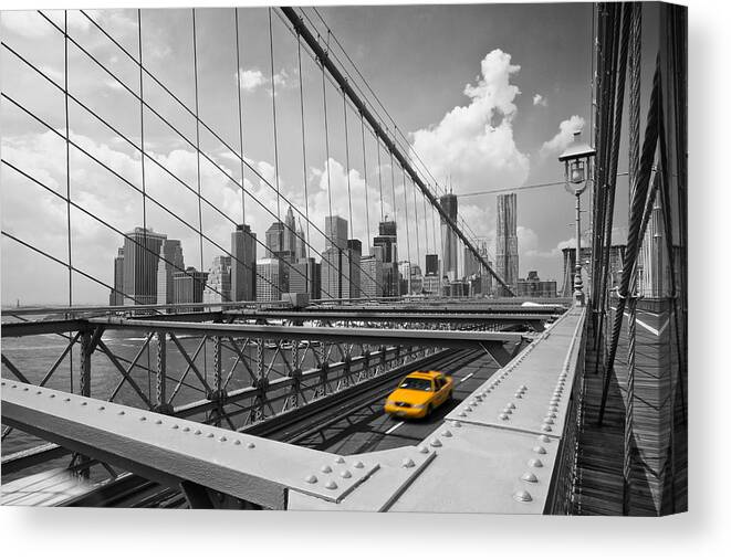 America Canvas Print featuring the photograph Brooklyn Bridge View NYC by Melanie Viola