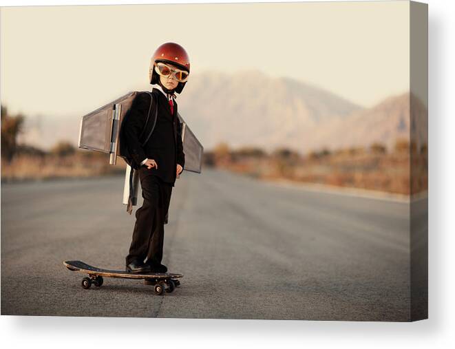 Sports Helmet Canvas Print featuring the photograph Business Rocket by RichVintage