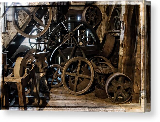 Special Effect Canvas Print featuring the photograph Butte Creek Mill Interior Scene by Mick Anderson