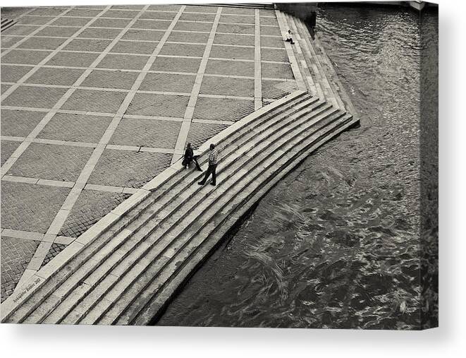 Seine Canvas Print featuring the photograph By the banks of Seine Black and White by Aleksander Rotner