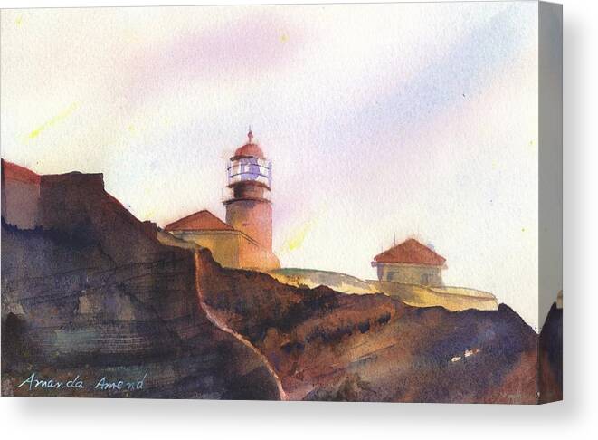 Watercolor Canvas Print featuring the painting Cabo San Vicente by Amanda Amend