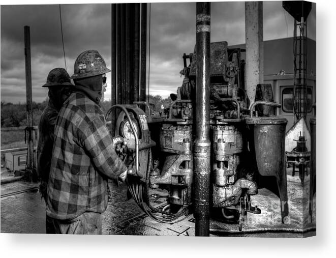 Oil Rig Canvas Print featuring the photograph Cac001bw-37 by Cooper Ross