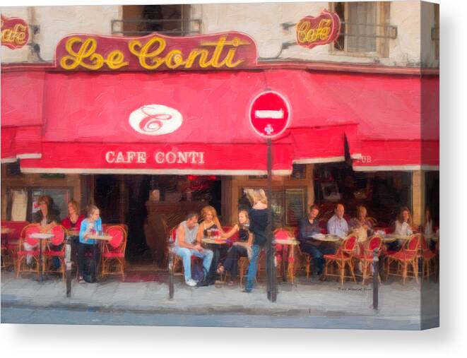 Paris Canvas Print featuring the digital art Cafe Le Conti Paris by Bruce McFarland