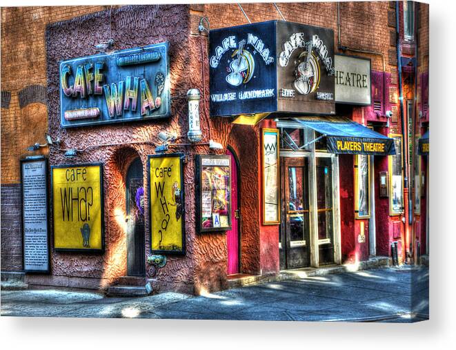 Cafe Wha? Canvas Print featuring the photograph Cafe Wha? by Randy Aveille