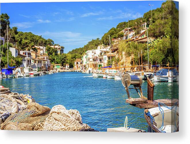 Town Canvas Print featuring the photograph Cala Figuera, Santanyí Mallorca by Juergen Sack