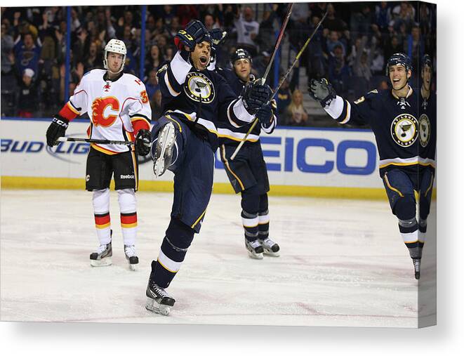 National Hockey League Canvas Print featuring the photograph Calgary Flames V St. Louis Blues by Dilip Vishwanat