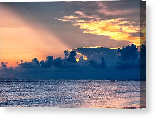 East Beach Sunrise Canvas Print featuring the photograph Calm After the Storm by Victor Culpepper