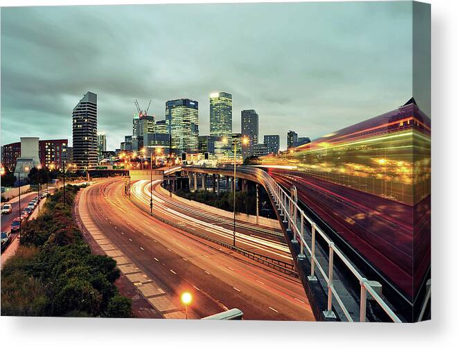 Built Structure Canvas Print featuring the photograph Canary Wharf by Thank You For Choosing My Work.